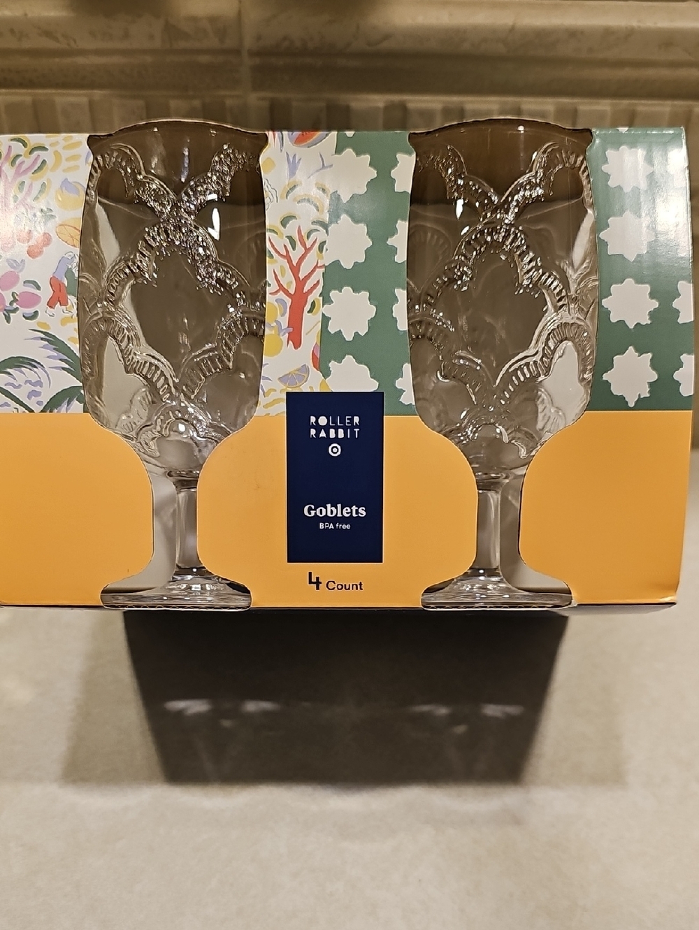 New 4pc. Acrylic Goblets Clear - Roller Rabbit x Target - Picture 5 of 5